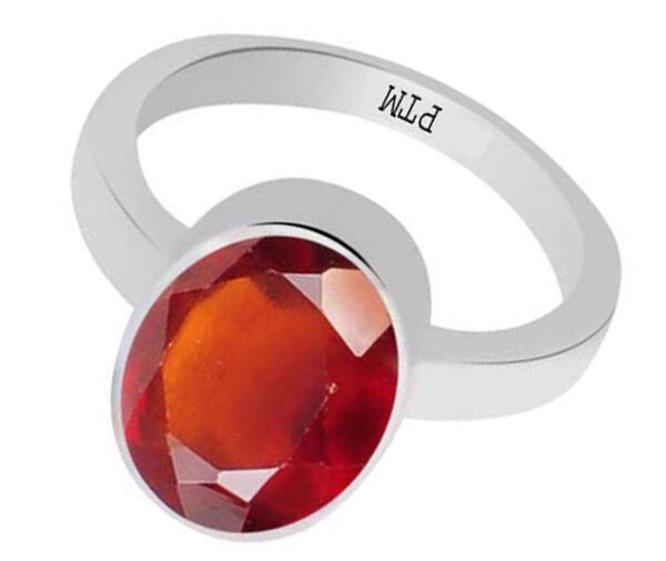 PTM Certified Natural Gomed (Hessonite) Astrological Gemstone 3.25 Ratti to 10.25 Ratti or 3.00 Carat to 9.35 Carat BIS Hallmark 925 Sterling Silver Ring for Men & Women