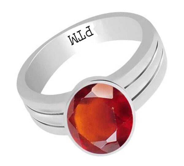 PTM Certified Natural Gomed (Hessonite) Astrological Gemstone 3.25 Ratti to 10.25 Ratti or 3.00 Carat to 9.35 Carat BIS Hallmark 925 Sterling Silver Ring for Men & Women