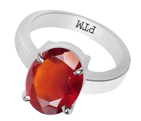 PTM Certified Natural Gomed (Hessonite) Astrological Gemstone 3.25 Ratti to 10.25 Ratti or 3.00 Carat to 9.35 Carat BIS Hallmark 925 Sterling Silver Ring for Men & Women