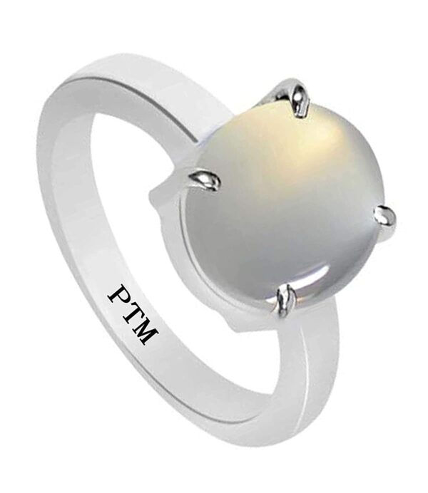 PTM Certified Natural 3.25 Ratti tp 10.25 Ratti or 3.00 Carat to 9.35 Carat Moonstone (Chandrakant) Astrological Gemstone BIS Hallmark 925 Sterling Silver Ring for Men & Women