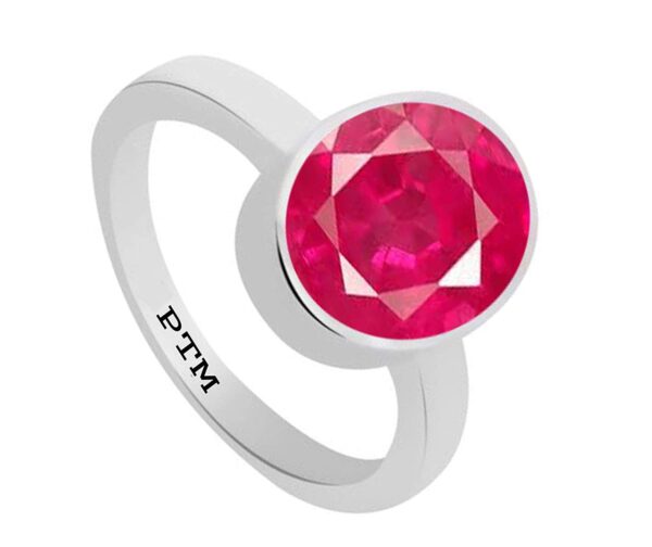 PTM Certified Natural Ruby (Manik) 3.25 Ratti to 10.25 Ratti or 3.00 Carat to 9.35 Carat Astrological Gemstone BIS Hallmark 925 Sterling Silver Ring for Men & Women