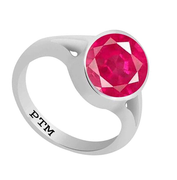 PTM Certified Natural Ruby (Manik) 3.25 Ratti to 10.25 Ratti or 3.00 Carat to 9.35 Carat Astrological Gemstone BIS Hallmark 925 Sterling Silver Ring for Men & Women