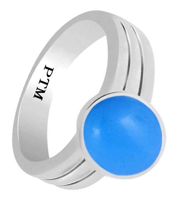 PTM Certified Natural 3.25 Ratti to 10.25 Ratti or 3.00 Carat to 9.35 Carat Firoza (Turquoise) Astrological Gemstone BIS Hallmark 925 Sterling Silver Ring for Men & Women