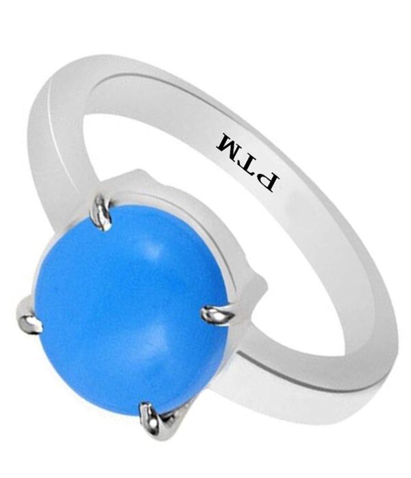 PTM Certified Natural 3.25 Ratti to 10.25 Ratti or 3.00 Carat to 9.35 Carat Firoza (Turquoise) Astrological Gemstone BIS Hallmark 925 Sterling Silver Ring for Men & Women