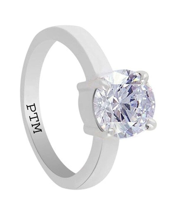 PTM Certified Zircon (American Diamond) 3.25 Ratti to 10.25 Ratti or 3.00 Carat to 9.35 Carat Astrological Gemstone BIS Hallmark 925 Sterling Silver Ring for Men & Women