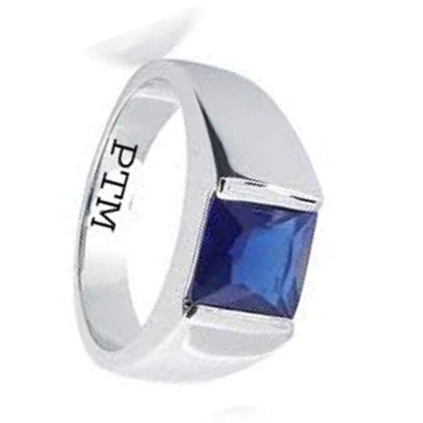 Ptm 925 Sterling Silver Blue Sapphire/Neelam 3.25 Ratti to 10.25 Ratti or 3.00 Carat to 9.35 Carat Certified Natural Gemstone Bis Hallmark Ring for Men & Women