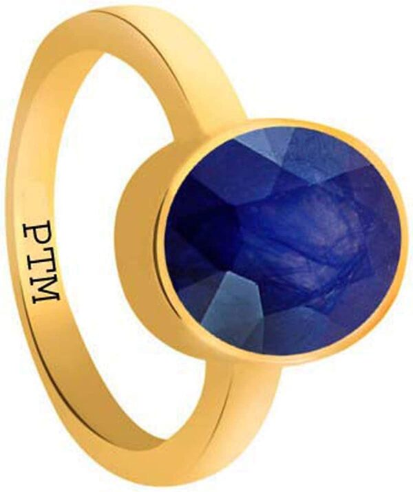 Ptm Blue Sapphire/Neelam 3.25 Ratti to 10.25 Ratti or 3.00 Carat to 9.35 Carat Certified Natural Gemstone Panchdhatu/5 metals 22 K Gold Plated Ring for Men & Women