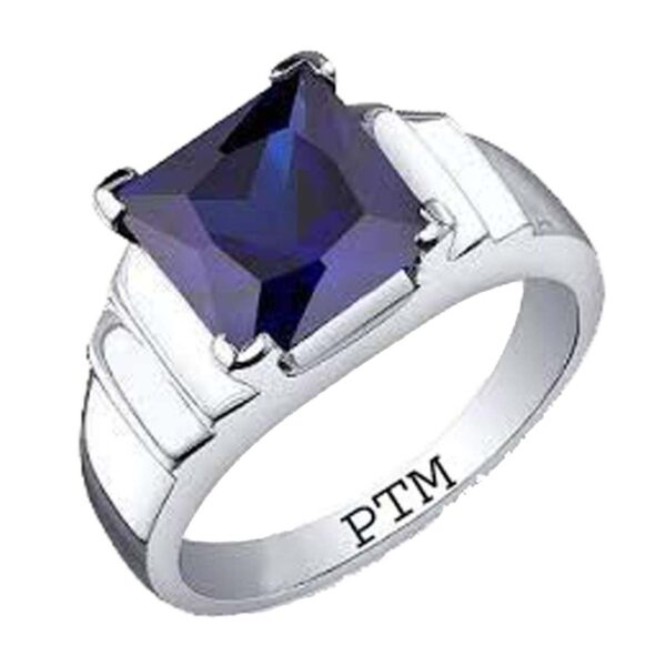 Ptm 925 Sterling Silver Blue Sapphire/Neelam 3.25 Ratti to 10.25 Ratti or 3.00 Carat to 9.35 Carat Certified Natural Gemstone Bis Hallmark Ring for Men & Women