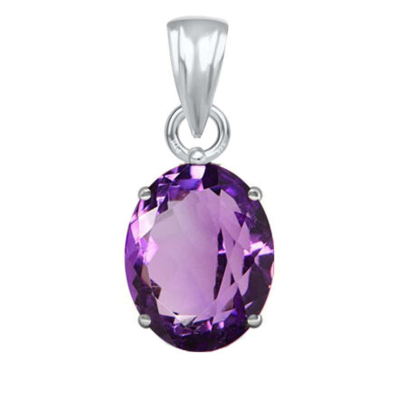 Ptm Sterling Silver Amethyst/Kathela 3.25 Ratti to 10.25 Ratti or 3 Carat to 9.5 Carat Natural Certified Astrological Gemstone 925 bis Hallmark pendant for Men & Women -vslp2