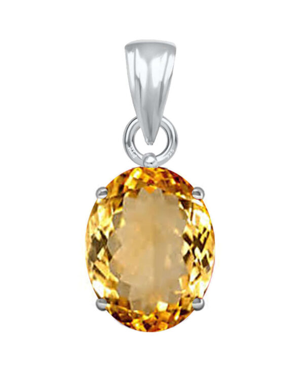 Ptm Sterling Silver Citrine/Sunehla 3.25 Ratti to 10.25 Ratti or 3 Carat to 9.5 Carat Natural Certified Astrological Gemstone 925 bis Hallmark pendant for Men & Women -vslp2