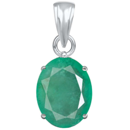 Ptm Sterling Silver Emerald/Panna 3.25 Ratti to 10.25 Ratti or 3 Carat to 9.5 Carat Certified Astrological Gemstone 925 bis Hallmark pendant for Men & Women -vslp2