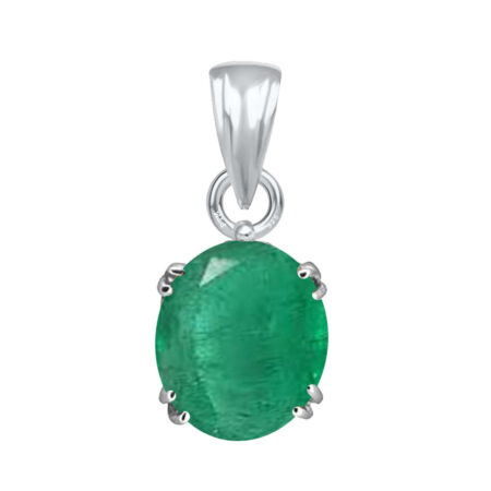 Ptm Sterling Silver Emerald/Panna 3.25 Ratti to 10.25 Ratti or 3 Carat to 9.5 Carat Certified Astrological Gemstone 925 bis Hallmark pendant for Men & Women -vslp1