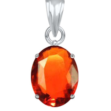 Ptm Sterling Silver Hessonite/Gomed 3.25 Ratti to 10.25 Ratti or 3 Carat to 9.5 Carat Natural Certified Astrological Gemstone 925 bis Hallmark pendant for Men & Women -vslp2