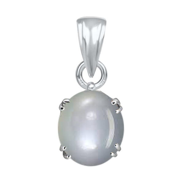 Ptm Sterling Silver Moonstone/Chandrakant 3.25 Ratti to 10.25 Ratti or 3 Carat to 9.5 Carat Natural Certified Astrological Gemstone 925 bis Hallmark pendant for Men & Women -vslp1