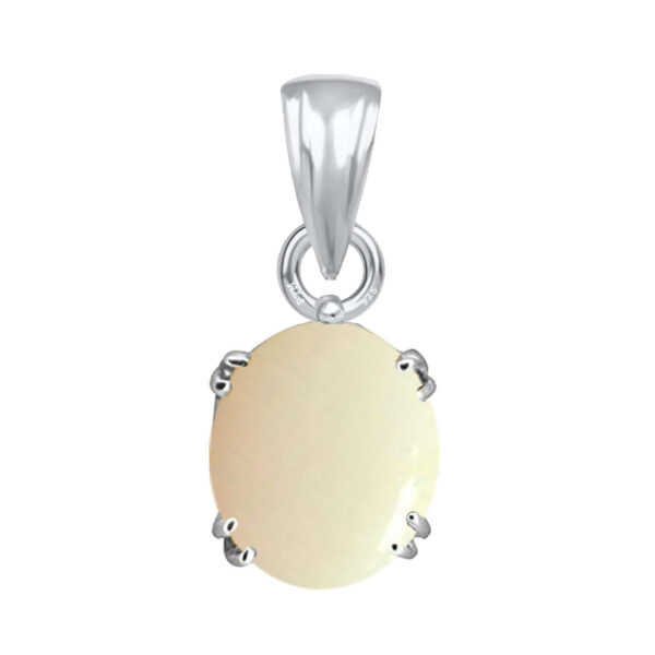 Ptm Sterling Silver Opal 3.25 Ratti to 10.25 Ratti or 3 Carat to 9.5 Carat Natural Certified Astrological Gemstone 925 bis Hallmark pendant for Men & Women -vslp1