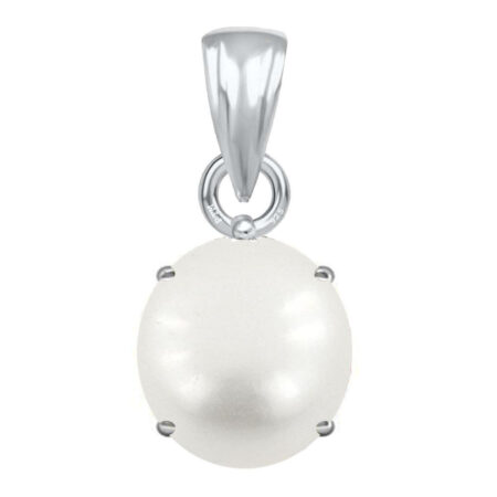 Ptm Sterling Silver  Pearl/Moti 3.25 Ratti to 10.25 Ratti or 3 Carat to 9.5 Carat Certified Astrological Gemstone 925 bis Hallmark pendant for Men & Women -vslp2