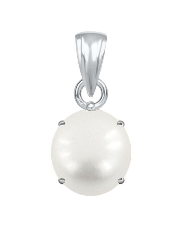 Ptm Sterling Silver  Pearl/Moti 3.25 Ratti to 10.25 Ratti or 3 Carat to 9.5 Carat Certified Astrological Gemstone 925 bis Hallmark pendant for Men & Women -vslp2