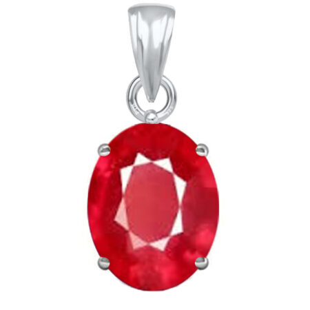 Ptm Sterling Silver Ruby/Manik 3.25 Ratti to 10.25 Ratti or 3 Carat to 9.5 Carat Natural Certified Astrological Gemstone 925 bis Hallmark pendant for Men & Women -vslp2