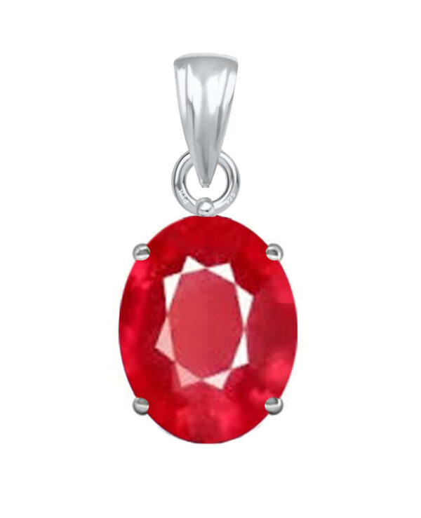 Ptm Sterling Silver Ruby/Manik 3.25 Ratti to 10.25 Ratti or 3 Carat to 9.5 Carat Natural Certified Astrological Gemstone 925 bis Hallmark pendant for Men & Women -vslp2