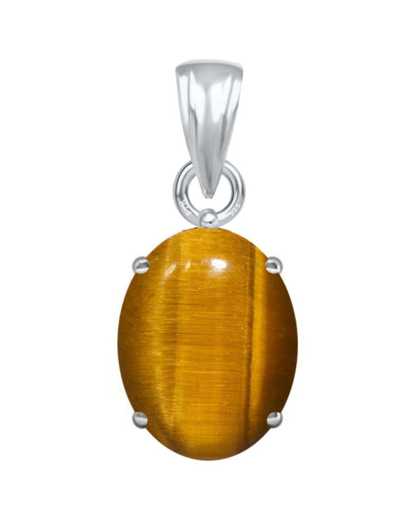 Ptm Sterling Silver Tiger Eye 3.25 Ratti to 10.25 Ratti or 3 Carat to 9.5 Carat Natural Certified Astrological Gemstone 925 bis Hallmark pendant for Men & Women -vslp2