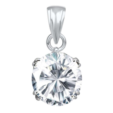 Ptm Sterling Silver American Diamond/Zircon 3.25 Ratti to 10.25 Ratti or 3 Carat to 9.5 Carat Certified Astrological Gemstone 925 bis Hallmark pendant for Men & Women -vslp1