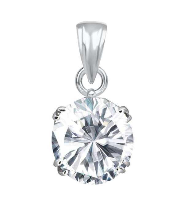 Ptm Sterling Silver American Diamond/Zircon 3.25 Ratti to 10.25 Ratti or 3 Carat to 9.5 Carat Certified Astrological Gemstone 925 bis Hallmark pendant for Men & Women -vslp1