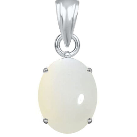 Ptm Sterling Silver Moonstone/Chandrakant 3.25 Ratti to 10.25 Ratti or 3 Carat to 9.5 Carat Natural Certified Astrological Gemstone 925 bis Hallmark pendant for Men & Women -vslp2