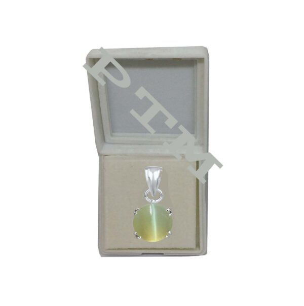 Ptm Sterling Silver Cats Eye/Lahsunia 3.25 Ratti to 10.25 Ratti or 3 Carat to 9.5 Carat Natural Certified Astrological Gemstone 925 bis Hallmark pendant for Men & Women -vslp1