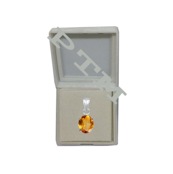 Ptm Sterling Silver Citrine/Sunehla 3.25 Ratti to 10.25 Ratti or 3 Carat to 9.5 Carat Natural Certified Astrological Gemstone 925 bis Hallmark pendant for Men & Women -vslp1