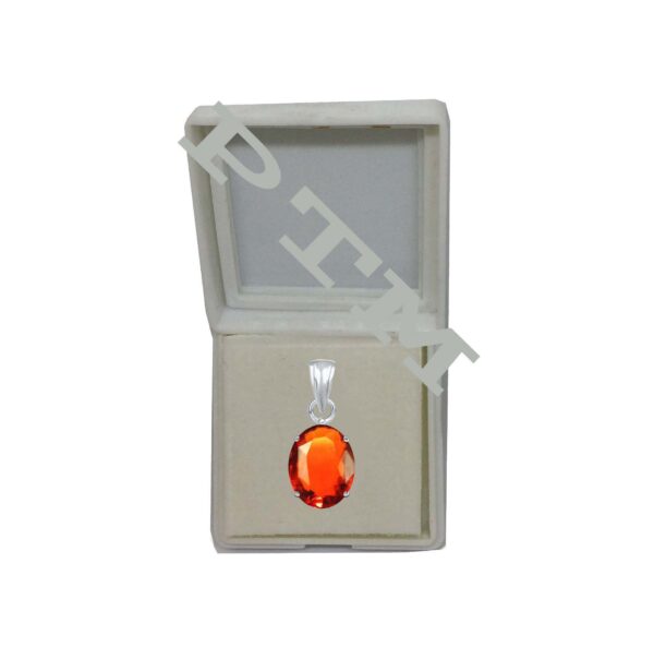 Ptm Sterling Silver Hessonite/Gomed 3.25 Ratti to 10.25 Ratti or 3 Carat to 9.5 Carat Natural Certified Astrological Gemstone 925 bis Hallmark pendant for Men & Women -vslp2