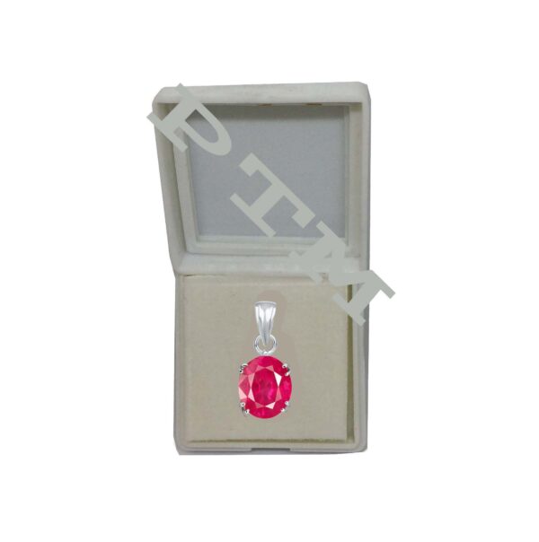 Ptm Sterling Silver Ruby/Manik 3.25 Ratti to 10.25 Ratti or 3 Carat to 9.5 Carat Natural Certified Astrological Gemstone 925 bis Hallmark pendant for Men & Women -vslp1