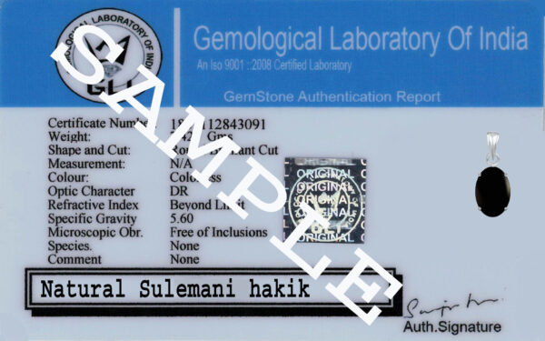 Ptm Sterling Silver Sulemani Hakik 3.25 Ratti to 10.25 Ratti or 3 Carat to 9.5 Carat Natural Certified Astrological Gemstone 925 bis Hallmark pendant for Men & Women -vslp2