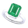 PTM Emerald/Panna 3.25 Ratti to 10.25 Ratti or 3 Carat to 9.5 Carat Astrological Certified Gemstone/Square Shape Sterling Silver/bis Hallmark Adjustable Ring for Men & Women