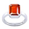 PTM Natural Hessonite/Gomed 3.25 Ratti to 10.25 Ratti or 3 Carat to 9.5 Carat Astrological Certified Gemstone/Square Shape Sterling Silver/bis Hallmark Ring for Men & Women