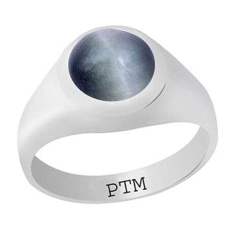 Ptm 925 Sterling Silver Cats Eye/Lehsuniya 3.25 to 10.25 Ratti or 3.00 Carat to 9.35 Carat Astrological Gemstone Bis Hallmark Ring for Men & Women