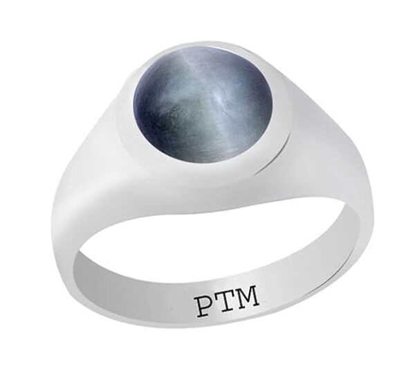 Ptm 925 Sterling Silver Cats Eye/Lehsuniya 3.25 to 10.25 Ratti or 3.00 Carat to 9.35 Carat Astrological Gemstone Bis Hallmark Ring for Men & Women