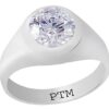 PTM Certified Zircon (American Diamond) 3.25 Ratti to 10.25 Ratti or 3.00 Carat to 9.35 Carat Astrological Gemstone BIS Hallmark 925 Sterling Silver Ring for Men & Women