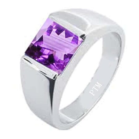 PTM 925 Sterling Silver Amethyst/Kathela 3.25 Ratti or 3 Carat to 10.25 Ratti or 9.35 Carat Astrological Real Gemstone Bis Hallmark Ring for Men & Women