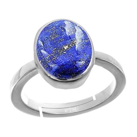 Ptm Natural Lapis Lazuli (Lajwart) 3.25 Ratti to 10.25 Ratti or 3 Carat to 9.5 Carat Astrological Certified Gemstone Sterling Silver/bis Hallmark Ring for Men & Women