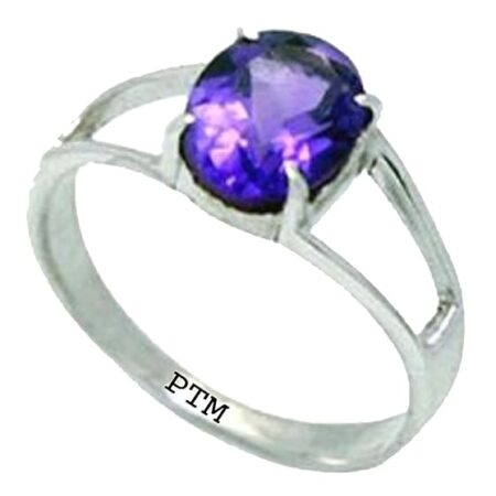 PTM 925 Sterling Silver Amethyst/Kathela 3.25 Ratti or 3 Carat to 10.25 Ratti or 9.35 Carat Astrological Real Gemstone Bis Hallmark Ring for Men & Women