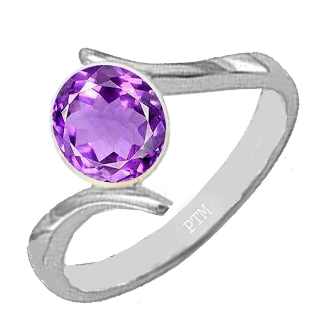 PTM 925 Sterling Silver Amethyst/Kathela 3.25 Ratti or 3 Carat to 10.25 Ratti or 9.35 Carat Astrological Real Gemstone Bis Hallmark Ring for Men & Women