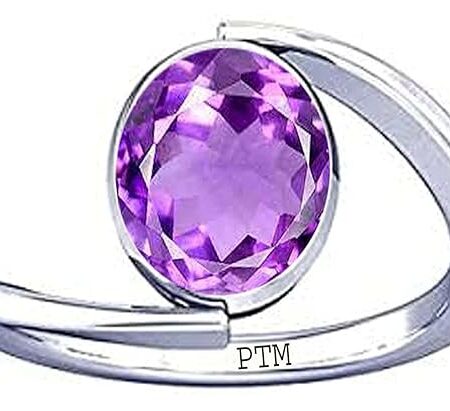 PTM 925 Sterling Silver Amethyst/Kathela 3.25 Ratti or 3 Carat to 10.25 Ratti or 9.35 Carat Astrological Real Gemstone Bis Hallmark Ring for Men & Women