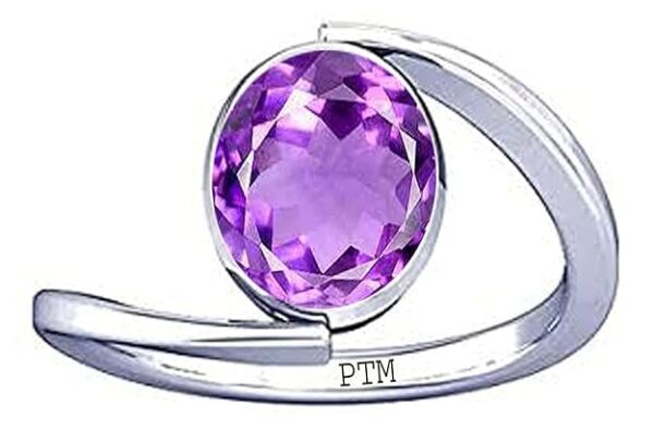 PTM 925 Sterling Silver Amethyst/Kathela 3.25 Ratti or 3 Carat to 10.25 Ratti or 9.35 Carat Astrological Real Gemstone Bis Hallmark Ring for Men & Women