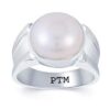 PTM 925 Sterling Silver Pearl (Moti) 3.25 Ratti to 10.25 Ratti or 3 Cts to 9.35 Cts Astrological Gemstone Bis Hallmark Ring for Men & Women