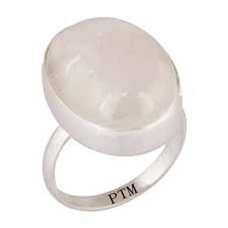 PTM Natural Moonstone/Chandrakantmani 3.25 Ratti to 10.25 Ratti or 3 Carat to 9.5 Carat Astrological Certified Gemstone Sterling Silver/bis Hallmark Ring for Men & Women