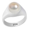 PTM 925 Sterling Silver Pearl (Moti) 3.25 Ratti to 10.25 Ratti or 3 Cts to 9.35 Cts Astrological Gemstone Bis Hallmark Ring for Men & Women