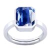 PTM Natural Blue Sapphire/Neelam 3.25 Ratti to 10.25 Ratti or 3 Carat to 9.5 Carat Astrological Certified Gemstone/Square Shape Sterling Silver/bis Hallmark Adjustable Ring for Men & Women