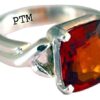 PTM Natural Hessonite/Gomed 3.25 Ratti to 10.25 Ratti or 3 Carat to 9.5 Carat Astrological Certified Gemstone/Square Shape Sterling Silver/bis Hallmark Ring for Men & Women