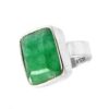 PTM Emerald/Panna 3.25 Ratti to 10.25 Ratti or 3 Carat to 9.5 Carat Astrological Certified Gemstone/Square Shape Sterling Silver/bis Hallmark Adjustable Ring for Men & Women