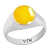 Ptm 925 Sterling Silver Yellow Sapphire (Pukhraj) 3.25 Ratti to 10.25 Ratti Or 3 cts to 9.35 cts Astrological Gemstone Bis Hallmark Ring for Men & Women